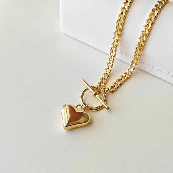 Heart Necklace for Women Gold/Silver Plated Trendy Heart Choker Lover Pendant Hy - Picture 6 of 7